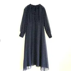 美品☆定価3万☆アンタイトル シャルマン ドット ワンピース 袖シアー 