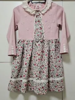 Souris 重ね着風 花柄ワンピース 130