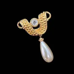 美品✨SWAROVSKI スワロフスキー ブローチ クリスタル パール ゴールド