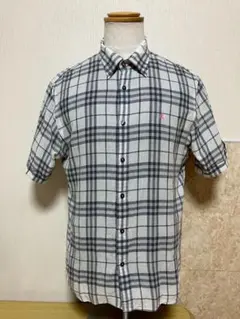 バーバリーブラックレーベル グレー系チェック 半袖シャツサイズ 3