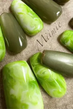 【No.7】抹茶ラテネイル　ネイルチップ