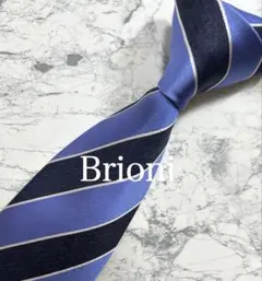 極美品 Brioni ネクタイ レジメンタル ジャガード ネイビー 光沢