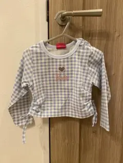 しまむら　anna Barbie チェック柄長袖Tシャツ90
