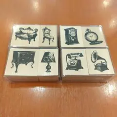 【新品】セリア ラバースタンプ アンティークインテリア 4点セット
