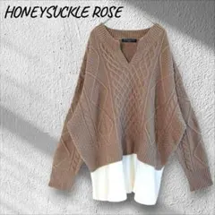 ハニーサックルローズ Vネック ケーブル ニット レイヤード風 カジュアル M