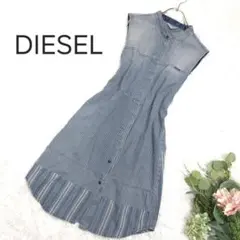 DIESEL デニム シャツワンピース ノースリーブ ストライプ