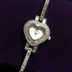 アビステ】♡ハート型クリスタル♡ブレスレットウォッチ♡(中古 