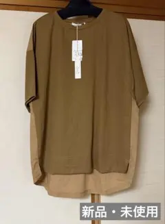 スコットクラブ　異素材ミックス半袖Tシャツ キャメル 新品のサムネイル