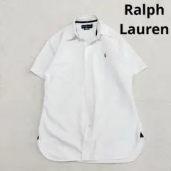 美品 ラルフローレン オックスフォード ボタンダウン 半袖シャツ ホワイト