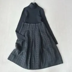 美品✨バーバリー ブラックレーベル ニット　ドッキングワンピース 黒　L相当