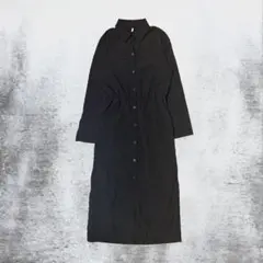 シャツワンピース 長袖 黒