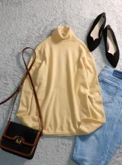 ユニクロ カシミヤ タートルネック ニット プルオーバー L 上質