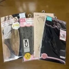 【新品・未開封】柄タイツ・タイツ 4点セット