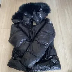 モンクレールリアルファーフード付きダウンジャケット１０A　黒　美品★１４０ｃｍ MONCLER モンクレール ファーフード着脱 肩ポケット付き