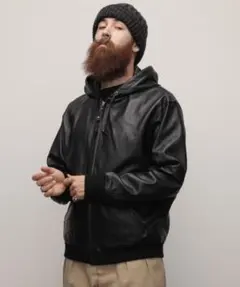 Schott フード付きレザージャケット Lサイズ ブラック