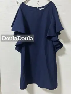 ち*ぃ様 k0293 DoulaDoula フリルワンピース ネイビーのサムネイル