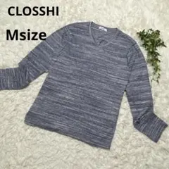 CLOSSHI Vネック 長袖カットソー　ブルー系　Mサイズ