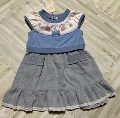 【新品】sourisスーリー　いちご刺繍のジャンバースカート 100cm