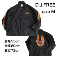 D.J.FREE ブラックナイロン　コーチジャケット M フレイム　パターン