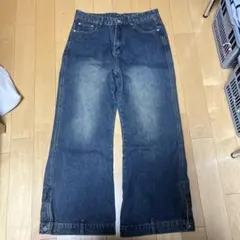 ダークブルーデニム ワイドレッグリメイク