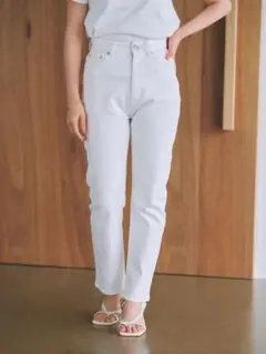 COHINA DENIM カラースリムストレートホワイト-short S