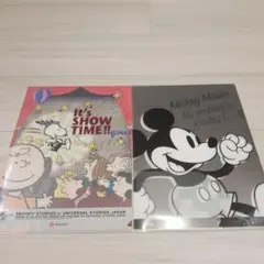 ミッキーマウスとスヌーピーのクリア ファイル A 4サイズ2枚セット