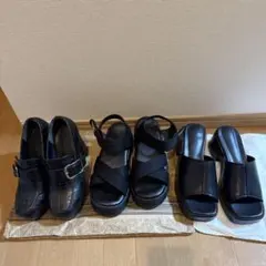 黒3足まとめ売り クロコ型押し 高ヒールパンプス　サンダル