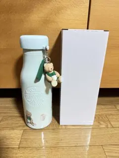 ジェラピケ　スタバ ベアチャーム付きステンレスボトル　ミントグリーン