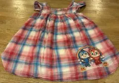 ドキンちゃんとこきんちゃん刺繍入りチェック柄ワンピース