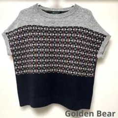 Golden Bear 半袖ニットセーター ダイヤモンドパターン