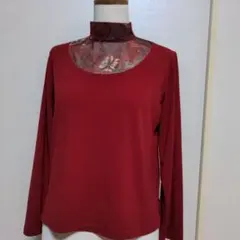 赤い花柄ハイネックダンスレッスンウェアM