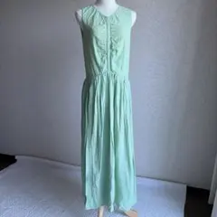 JIL SANDER　マキシ丈ワンピース　レーヨン×麻　グリーン　34のサムネイル