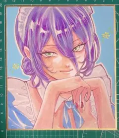 手描きイラスト　チェンソーマン　レゼ　ファンアート　コピック　色紙　アナログ