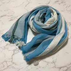 新品 ブルー 寒色系 ストライプ柄 薄手 春 ストール