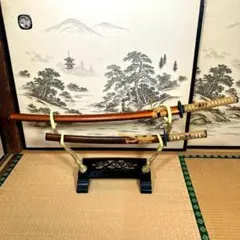模造刀 二本セット 茶鞘 本格 コスプレ 日本刀 刀剣 長短 100cm70cm 