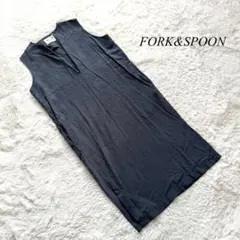 K6【フォークアンドスプーン】キーネックノースリーブワンピース　グレー　1