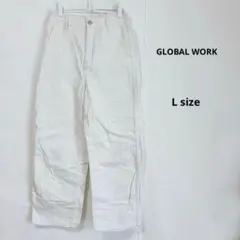GLOBAL WORK グローバルワーク　ワイドデニムパンツ　L アイボリー