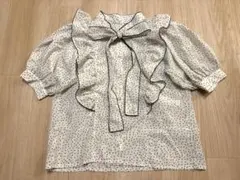 GRL ドット柄フリルリボンブラウス（Mサイズ）