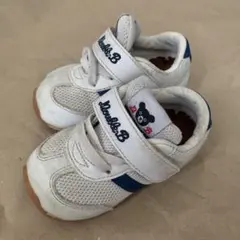 ミキハウス　ダブルB クマ　スニーカー ホワイト/ネイビー　14cm