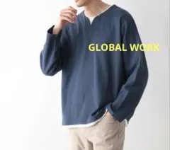 値下げ！未使用！GLOBAL WORK 厚手キーネックレイヤード Vネック