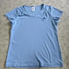 adidas CLIMALITE Vネック Tシャツ ライトブルー　Mのサムネイル