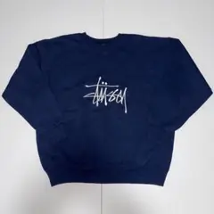 Stussy 刺繍ロゴ スウェット ネイビー L フェード