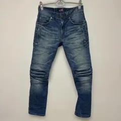 訳あり Lyric リリック デニム バイカーパンツ 立体裁断 ストレッチ S