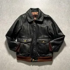 花とギター A-2 A2 レザージャケット フライトジャケット 高級レザー 黒