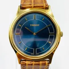 TISSOT ティソ ゴールドカラー ブルー文字盤 QZ メンズ腕時計M145 