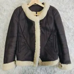 レディース リアルムートン ジャケット 羊革 ショート丈 ボア B-3風 韓国製