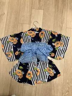 花柄浴衣 ネイビー 110cm~