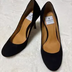 【美品】LANVIN en Bleu ブラックスエードパンプス 23cm