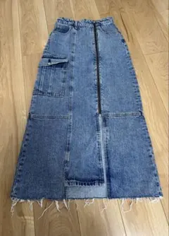 ケミカルウォッシュロングカーゴスカート