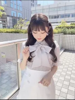 evelyn シフォンビジューニット ピンク